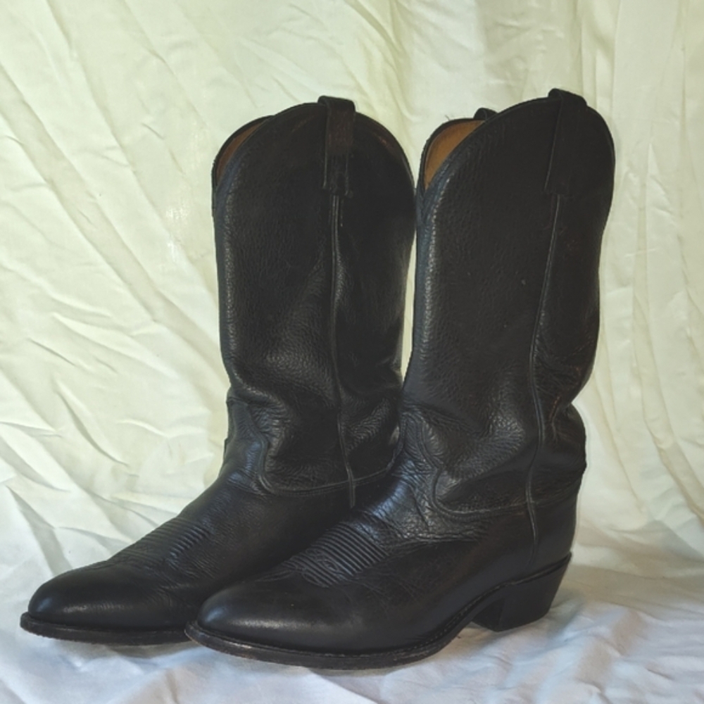 Tony Lama Black Leather Western Boots